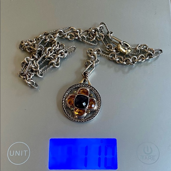 DAVID YURMAN 18k Sterling Half Moon Enhancer + DY 33” Sterling 18k Figaro Chain - Picture 16 of 16